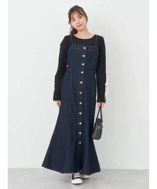 earth music&ecology ボタンキャミデニムワンピース Indigo