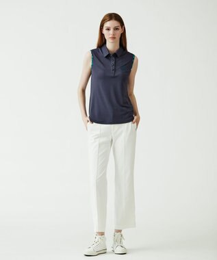 23区GOLF 【WOMEN】【吸水速乾/UVケア】STUDIO FIGLIO アロハ無地 ノースリーブ シャツ ネイビー系