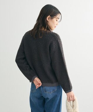 Green Parks ループ編み金釦ニットカーディガン Charcoal Gray