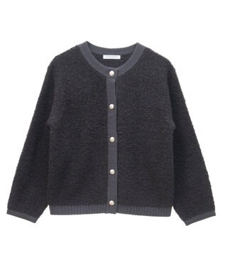 Green Parks ループ編み金釦ニットカーディガン Charcoal Gray