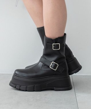 WEGO 厚底ボリュームエンジニアブーツ ブラック