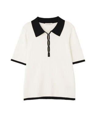 Green Parks 配色ニットポロ Off White