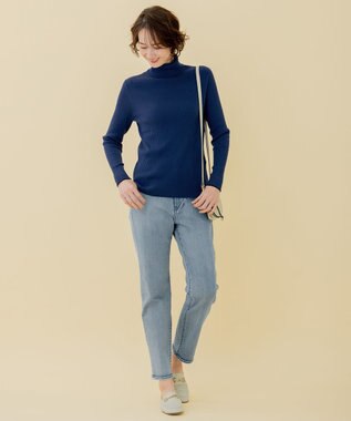 自由区 L 【WEB限定/セット着用可】セミウーステッド タートルネック ブルー系