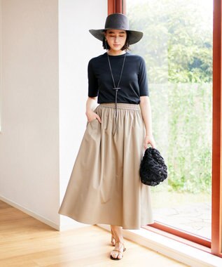 UNFILO FINE MOVE フレアスカート モカ