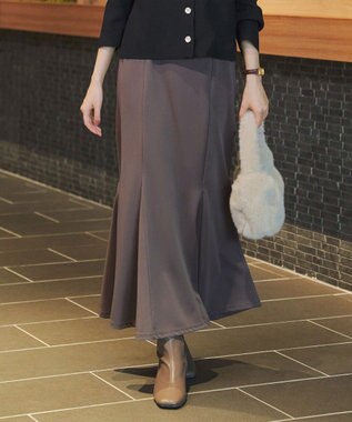 Tiaclasse 【洗える】カットツイルマーメイドスカート モカ