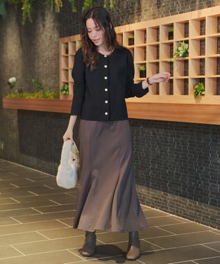 Tiaclasse 【洗える】カットツイルマーメイドスカート モカ