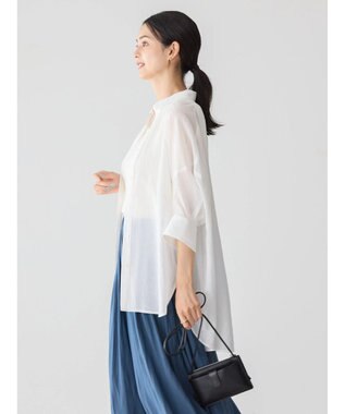 AMERICAN HOLIC 接触冷感５分袖変形ドルマンシアーシャツ Off White