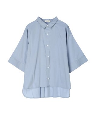 earth music&ecology ワイドスリーブ半袖シャツ Grayish Blue