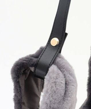 ANY 2WAYバイカラーファーバッグ グレー