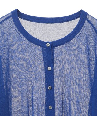 earth music&ecology 接触冷感シアークルーニットカーディガン Blue