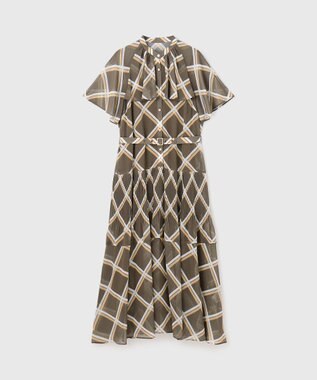 GRACE CONTINENTAL チェックプリントプリーツワンピース ブラウン