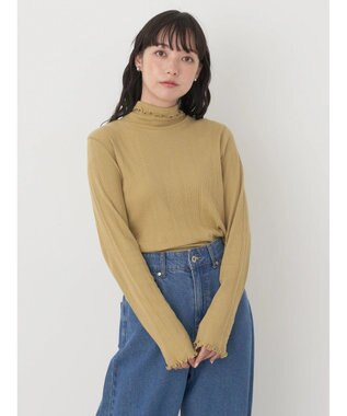 earth music&ecology コットンシアータートルネックプルオーバー Yellow