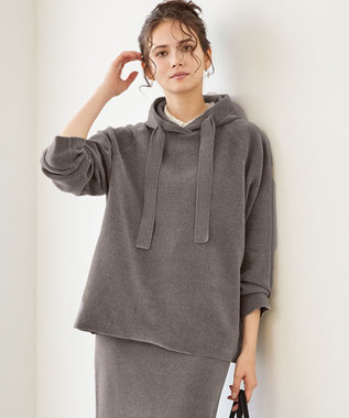 23区 【SLOW/一部店舗限定】ベロア風ニット パーカー