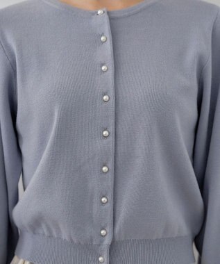Tiaclasse 【洗える】パールボタンニットカーデ サックス