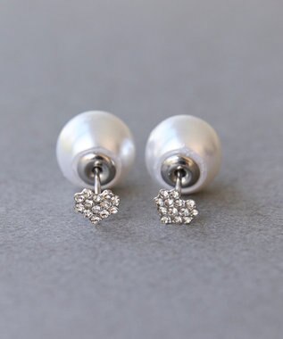 Phoebe 〈金属アレルギー対応〉3wayハートパヴェビジューパールキャッチピアス/シルバー シルバー