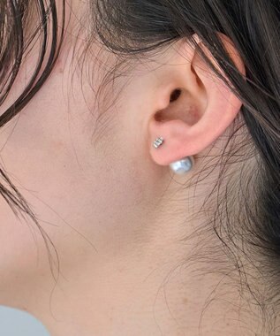 Phoebe 〈金属アレルギー対応〉3wayハートパヴェビジューパールキャッチピアス/シルバー シルバー