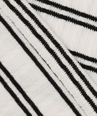 ANY SIS 【洗える】ミニケーブルジャカード プルオーバー オフ×ブラックボーダー