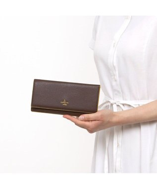LANVIN en Bleu リム 被せ薄マチ長財布 ブラウン