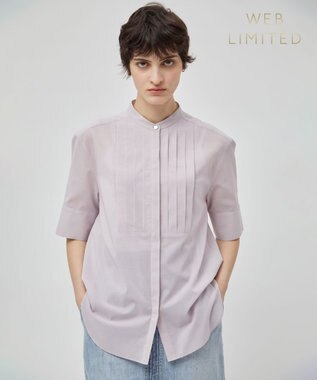 BEIGE， 【洗える】BAC / バンドカラーブラウス Lilac