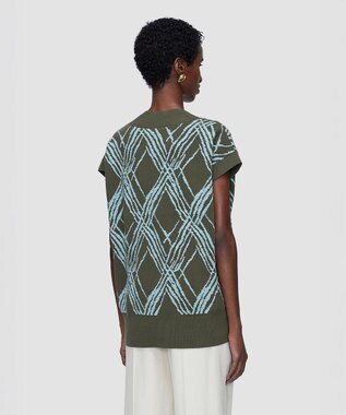 JOSEPH チェックニット　ベスト Palm Leaf/Chambray