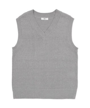 WEGO 【SCHOOLITEM】無地ニットベスト 杢グレー