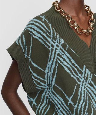 JOSEPH チェックニット　ベスト Palm Leaf/Chambray