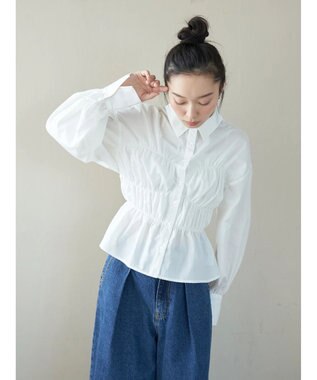 earth music&ecology ビスチェライクシャーリングシャツ White