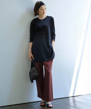 ICB 【人気のため新色追加・接触冷感・洗える】 ワッシャーツイル ワイドストレートパンツ マホガニー系