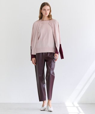 BEIGE， CHLOR / ウールシルク配色クルーネックニット Pink