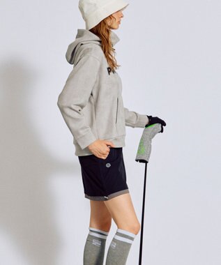 PW CIRCULUS 2025 NEW！【手洗い洗濯可】【WOMEN】キャットグラフィック スエードライク デタッチャブルフーディ ゴルフウェア レディース グレー系