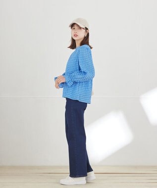 Tiaclasse L シアーチェックブラウス ブルー