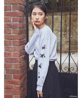earth music&ecology Ｄｉｓｎｅｙ／袖プリントフィガロロンＴ Gray Mixture