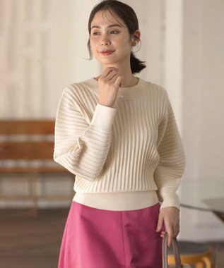 組曲 【手洗い可】ELENAスパンコールドルマン ニット アイボリー系