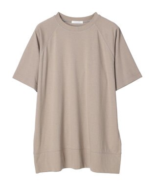 Green Parks 接触冷感５分袖ラグランチュニック Gray Beige