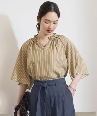 自由区 S リヨセルポプリンフリル ブラウス