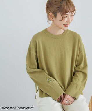 AMERICAN HOLIC Moomin 袖刺繍ニットプルオーバー Green