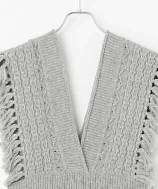 #Newans 【洗える】カシミヤブレンドバルキーデザインニットベスト グレー系