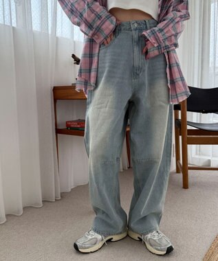  サマーデニムバレルレッグパンツ