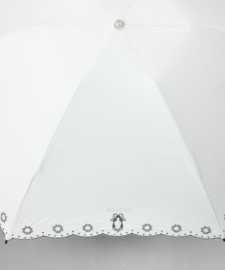 AURORA NINA RICCI（ニナリッチ）花柄刺繍晴雨兼用パラソル（折りたたみ傘） オフホワイト