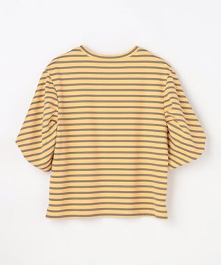 ANY L ツイストスリーブボーダートップス イエロー×カーキ