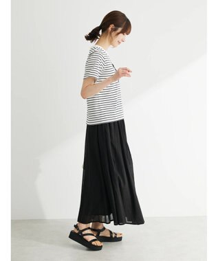 Green Parks インド綿　ふんわりボイルロングスカート Black