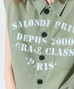 GRACE CONTINENTAL ヘリンボーンツイルジレ カーキ