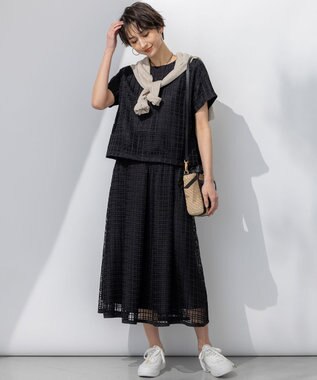 23区 S 【洗える】Broche チェックレース スカート ブラック系