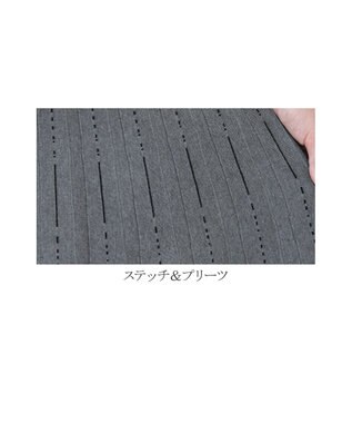 Tiaclasse 【洗える】1枚で着映えするステッチニットワンピース チャコール×ブラック