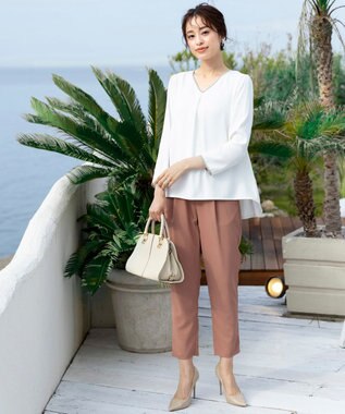 Tiaclasse 【洗える】幅広く活躍が期待できるドロストパンツ モーヴピンク