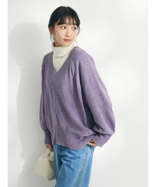 CRAFT STANDARD BOUTIQUE 洗えるコードモールＶネックプルオーバー Purple