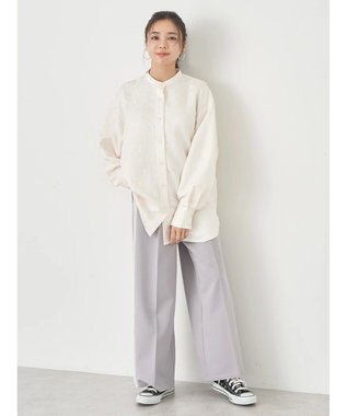 earth music&ecology フラワージャガードシャツ Ivory