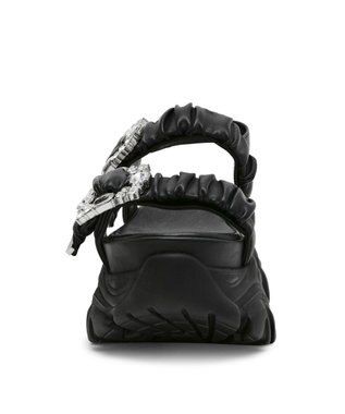STEVE MADDEN VOLTAIRE ビジューバックル厚底サンダル ブラックブラック