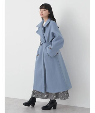 earth music&ecology ２ｗａｙカラーロングコート Blue