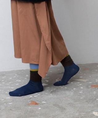 TRICOTE ボーダーシャギーハイソックス 39NAVY